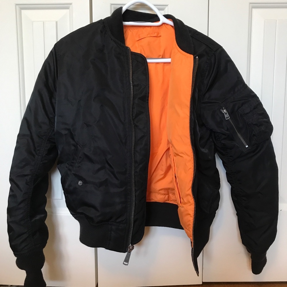 Aritzia Black and orange bomber jacket